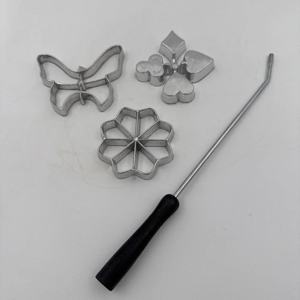 Set 4pc Rosette Pastry Maker, Spade, Clubs, Heart, Diamond, Butterfly, Flower,